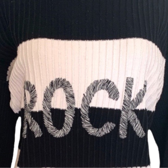 Gabby Isabella ROCK Tassel Fringe Tunic Black & White Colourblock Sweater - Picture 2 of 10